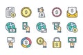 Money related color line icon set.